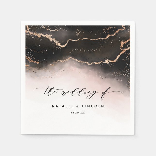 Ethereal Mist Ombre Blush Pink Wedding Monogram Napkins (Front)