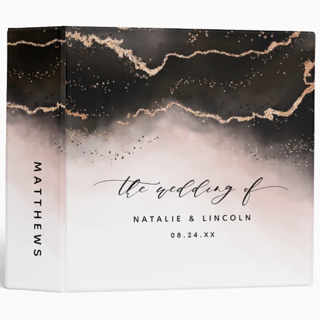 Ethereal Mist Ombre Blush Pink Wedding Photo Album 3 Ring Binder (Front/Spine)