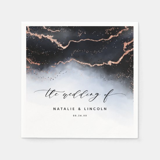 Ethereal Mist Ombre Dusty Blue Wedding Monogram Napkin