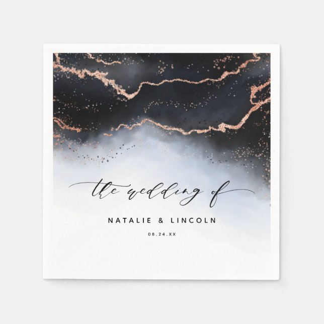 Ethereal Mist Ombre Dusty Blue Wedding Monogram Napkins (Front)