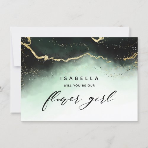 Ethereal Mist Ombre Emerald Flower Girl Proposal
