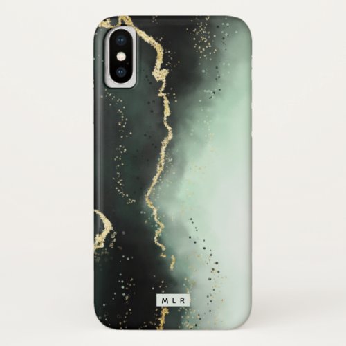 Ethereal Mist Ombre Emerald Green Moody Monogram iPhone XS Case