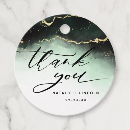Ethereal Mist Ombre Emerald Green Moody Thank You Favor Tags