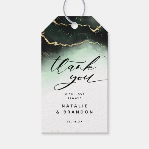 Ethereal Mist Ombre Emerald Green Moody Thank You Gift Tags