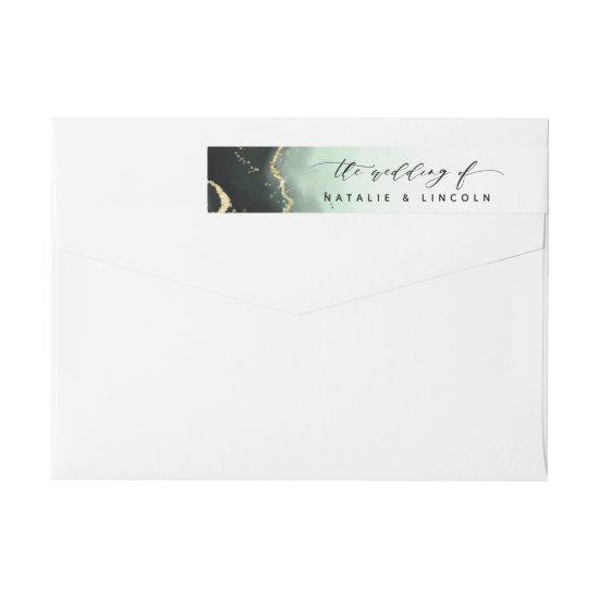 Ethereal Mist Ombre Emerald Green Moody Wedding Wrap Around Label