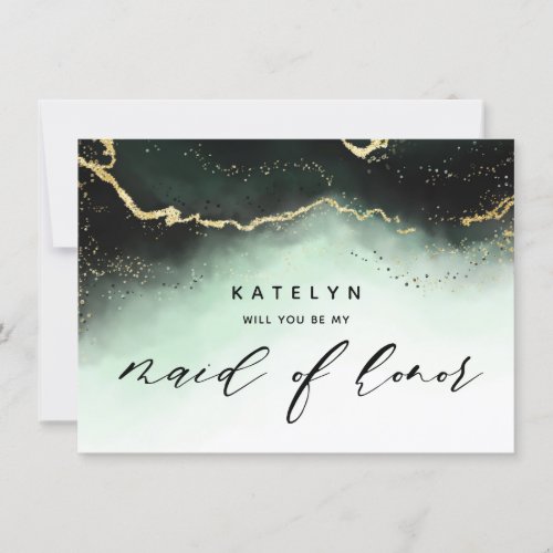 Ethereal Mist Ombre Emerald Maid of Honor Proposal