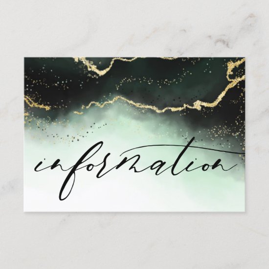 Ethereal Mist Ombre Emerald Wedding Information Enclosure Card