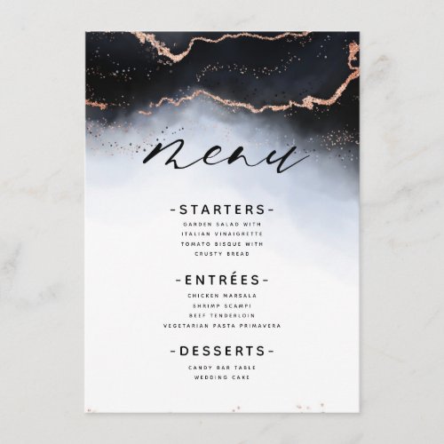 Ethereal Mist Ombre Navy Blue Edgy Gilded Dinner Menu