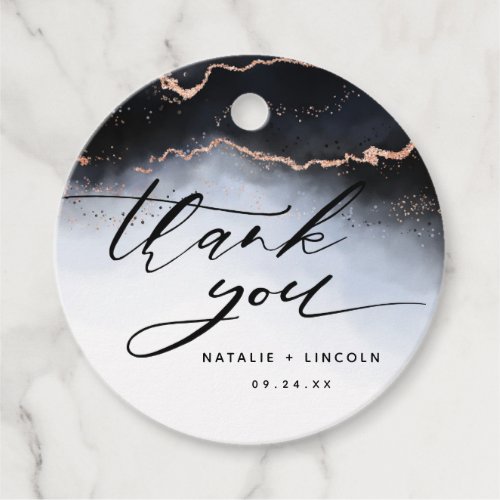 Ethereal Mist Ombre Navy Blue Luxury Thank You Favor Tags