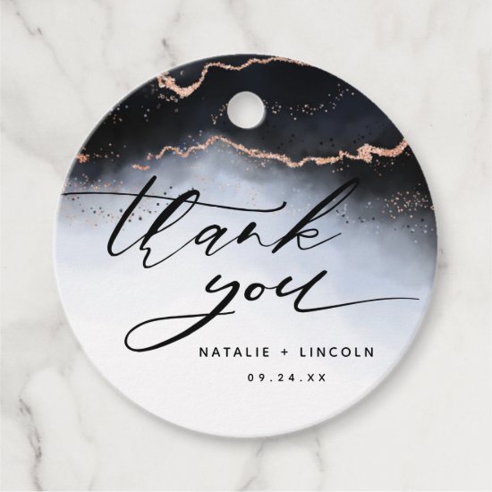 Ethereal Mist Ombre Navy Blue Luxury Thank You Favor Tags