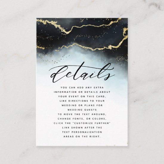 Ethereal Mist Ombre Navy Blue Mood Wedding Details Enclosure Card