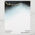 Ethereal Mist Ombre Navy Blue Moody Custom Shop Letterhead<br><div class="desc">Ethereal Mist Ombre Navy Blue Watercolor Moody Wedding Design with hand painted watercolor misty wash fading background texture, gold foil look veining lines, and trails of confetti dots and edges. A trendy and Modern Look for any season, with soft dreamy color palette : Black, Navy, Dusty Blue, White, and gold,...</div>