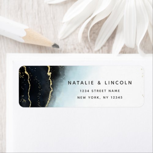 Ethereal Mist Ombre Navy Blue Moody Return Address Label