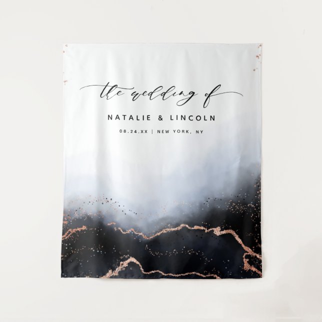 Ethereal Mist Ombre Navy Blue Photo Booth Backdrop (Front)