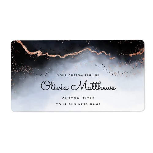 Ethereal Mist Ombre Navy Blue Watercolor Business Label