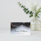 Ethereal Mist Ombre Navy Blue Watercolor Moody Business Card (Standing Front)