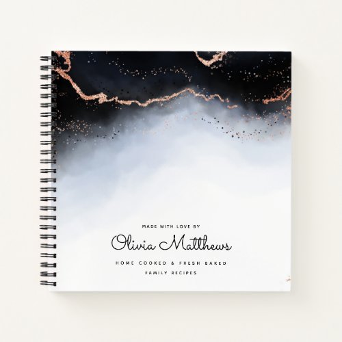 Ethereal Mist Ombre Navy Blue Watercolor Recipe Notebook