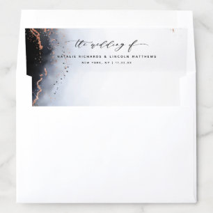 Ethereal Mist Ombre Navy Blue Watercolor Wedding Envelope Liner