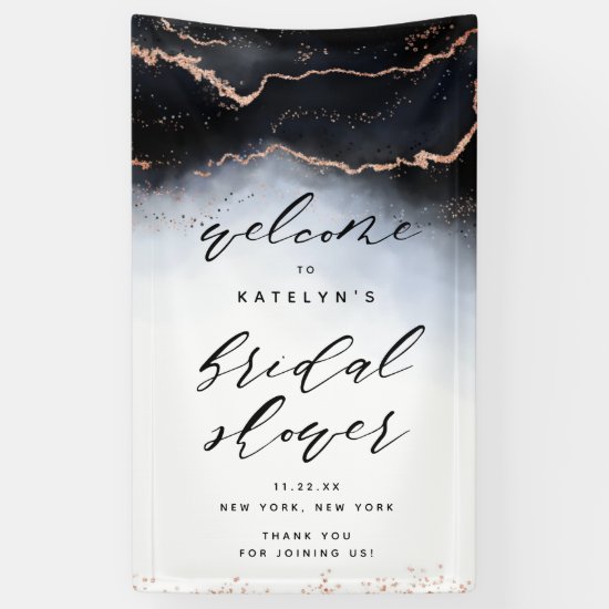 Ethereal Mist Ombre Navy Bridal Shower Welcome Banner