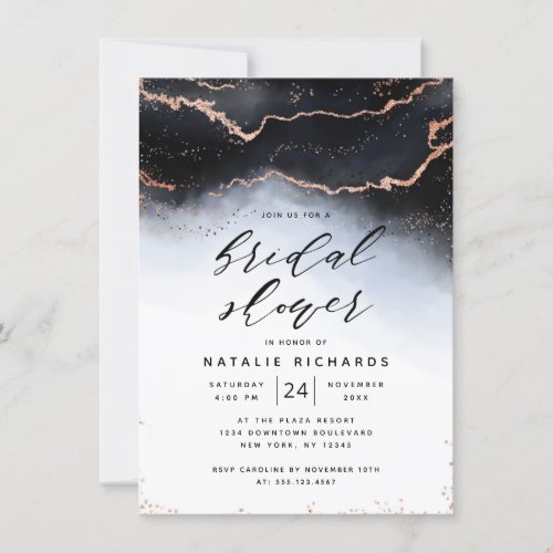 Ethereal Mist Ombre Navy Dusty Blue Bridal Shower Invitation