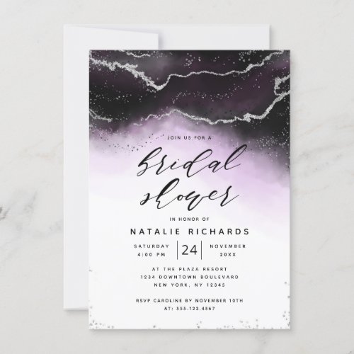 Ethereal Mist Ombre Ultra Violet Bridal Shower Invitation