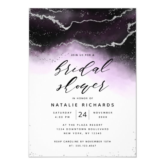 Ethereal Mist Ombre Ultra Violet Bridal Shower Invitation