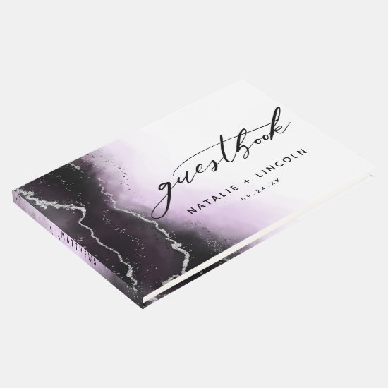 Ethereal Mist Ombre Ultra Violet Gilded Wedding Guest Book