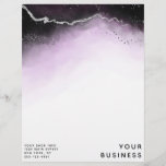 Ethereal Mist Ombre Ultra Violet Moody Custom Shop Letterhead<br><div class="desc">Ethereal Mist Ombre Ultra Violet Watercolor Moody Design with hand painted watercolor misty wash fading background texture, Silver foil look veining lines, and trails of confetti dots and edges. A trendy and Modern Look for any season, with soft dreamy color palette : Black, Purple, Amethyst, White, and Silver, with a...</div>