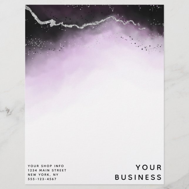 Ethereal Mist Ombre Ultra Violet Moody Custom Shop Letterhead (Front)