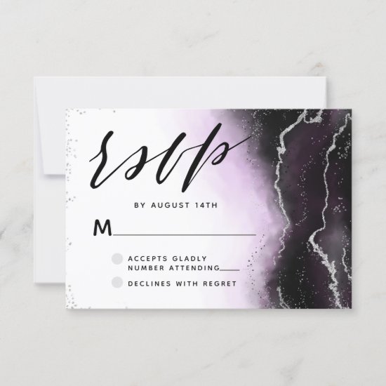Ethereal Mist Ombre Ultra Violet Moody Wedding RSVP Card