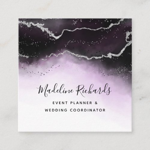 Ethereal Mist Ombre Ultra Violet Watercolor Aurora Square Business Card