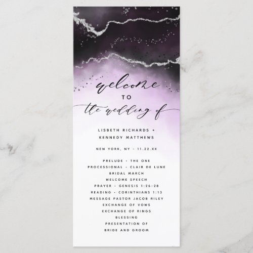 Ethereal Mist Ombre Ultra Violet Wedding Ceremony Program