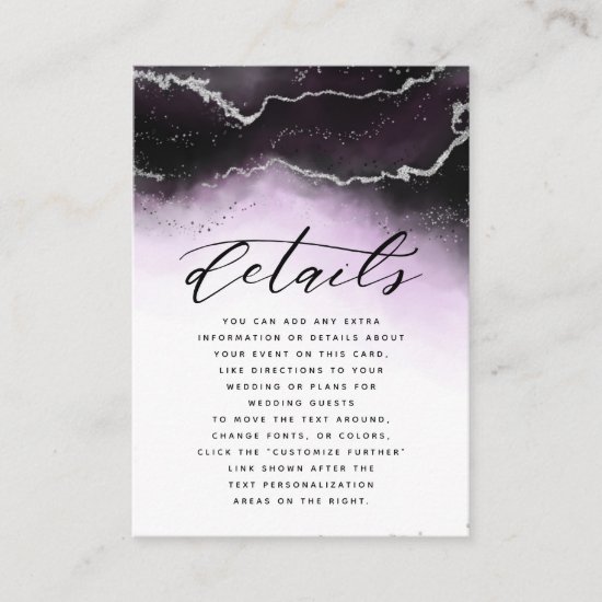 Ethereal Mist Ombre Ultra Violet Wedding Details Enclosure Card