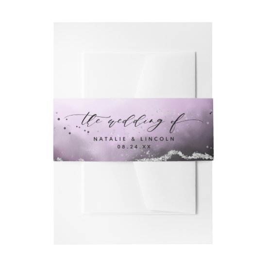 Ethereal Mist Ombre Ultra Violet Wedding Monogram Invitation Belly Band