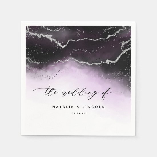 Ethereal Mist Ombre Ultra Violet Wedding Monogram Napkin