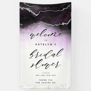 Ethereal Mist Ombre Violet Bridal Shower Welcome Banner