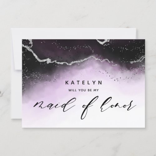 Ethereal Mist Ombre Violet Maid of Honor Proposal