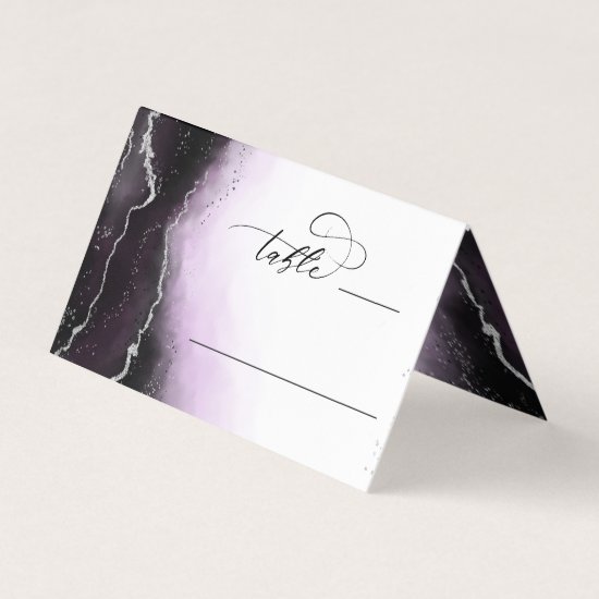 Ethereal Mist Ombre Violet Wedding Table Number Place Card
