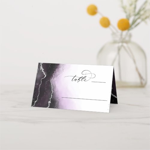 Ethereal Mist Ombre Violet Wedding Table Number Place Card