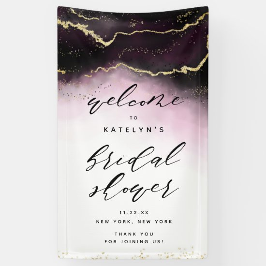 Ethereal Mist Ombre Wine Bridal Shower Welcome Banner