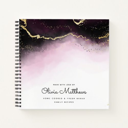 Ethereal Mist Ombre Wine Burgundy Gilded Recipe Notebook
