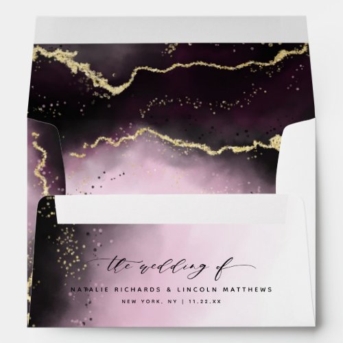 Ethereal Mist Ombre Wine Burgundy Moody Wedding Envelope