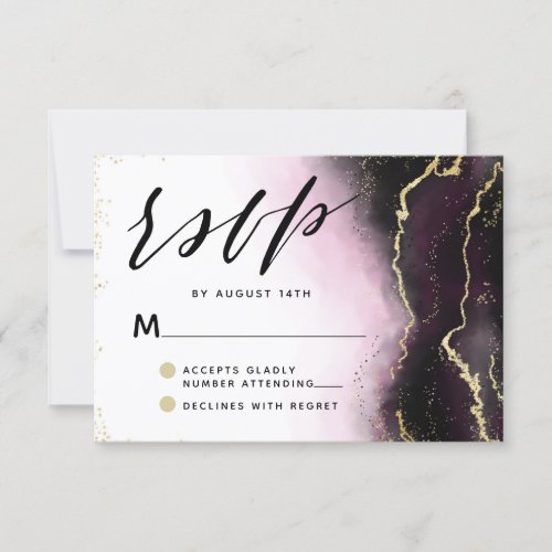 Ethereal Mist Ombre Wine Burgundy Moody Wedding RSVP Card