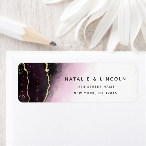 Ethereal Mist Ombre Wine Burgundy Return Address Label