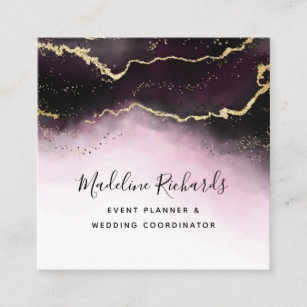 Ethereal Mist Ombre Wine Burgundy Watercolor Moody Square Business Card
