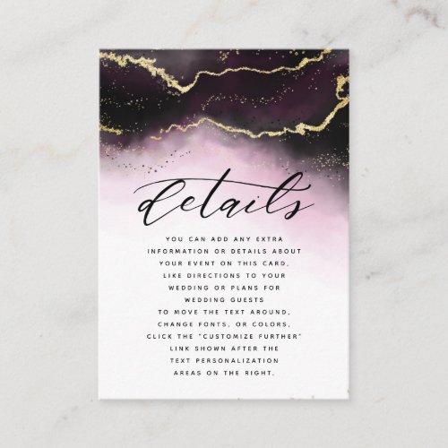 Ethereal Mist Ombre Wine Burgundy Wedding Details Enclosure Card