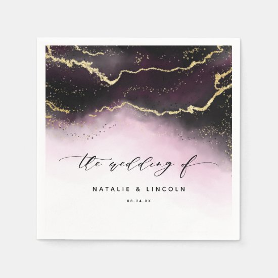 Ethereal Mist Ombre Wine Burgundy Wedding Monogram Napkin