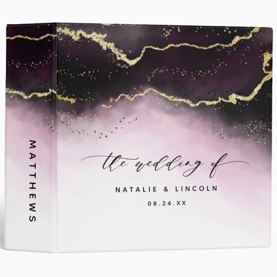 Ethereal Mist Ombre Wine Moody Wedding Photo Album 3 Ring Binder