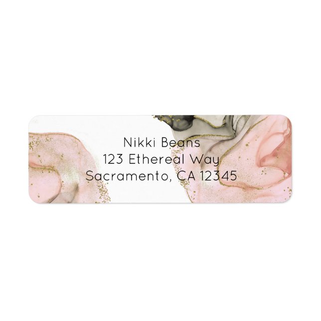 Ethereal Moody Pink Black Gold Inky Fantasy Glam Label (Front)