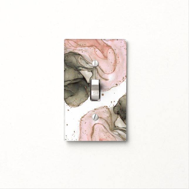 Ethereal Moody Pink Black Gold Inky Fantasy Glam Light Switch Cover (In Situ)